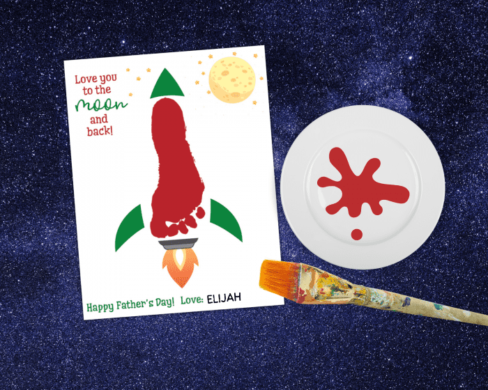 Fathers day space gift footprint craft for toddlers